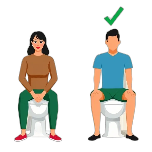 first, image, shows, stylized, illustration, woman, sitting, toilet transparent PNG cut-out