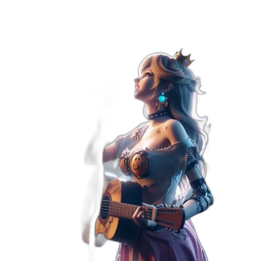 dress, staff, sword, crown, concept art, fantasy art, 3d render, comic book art transparent PNG cut-out