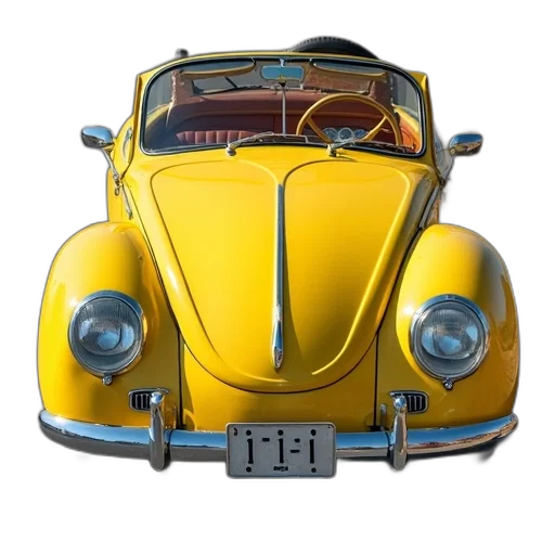 car, animal, 3d render, photorealistic, vintage, yellow, shiny, chrome transparent PNG cut-out