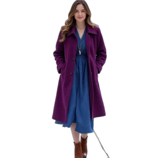 dress, jacket, staff, umbrella, blue, dark, woman, purple transparent PNG cut-out