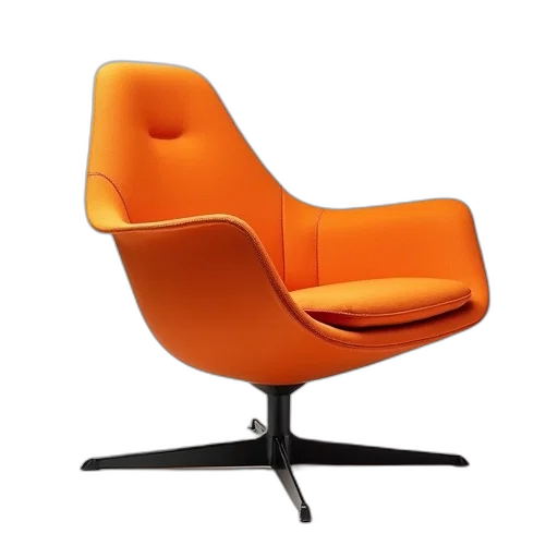 furniture, 3d render, orange, modernist, steel, lounge, chair, hans transparent PNG cut-out