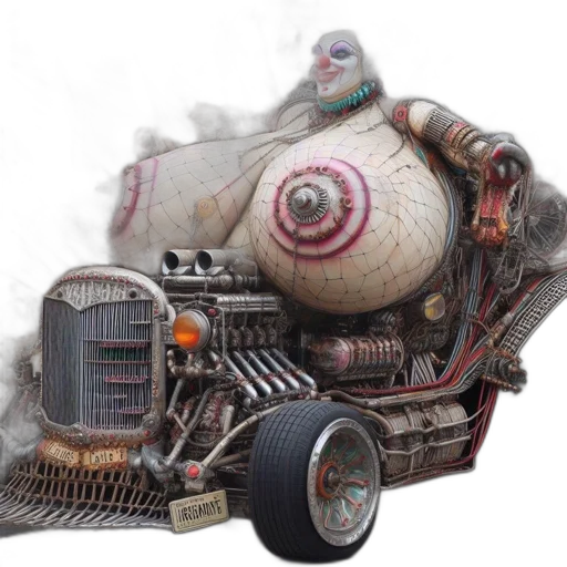 car, robot, mask, weapon, concept art, photorealistic, 3d render, fantasy art transparent PNG cut-out