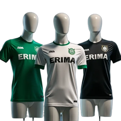 3d render, green, three, mannequins, dressed, football, jerseys, word transparent PNG cut-out