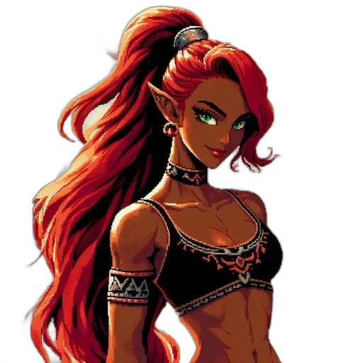 comic book art, cartoon, pixel art, concept art, red, female, animated, character transparent PNG cut-out