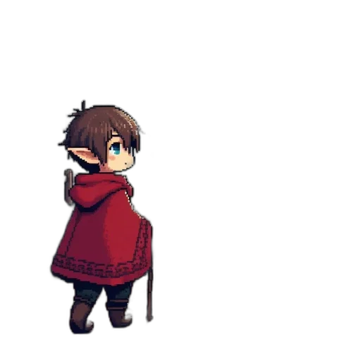 dress, staff, jacket, robot, pixel art, anime, concept art, 3d render transparent PNG cut-out