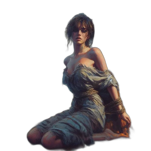 dress, face, sword, dragon, fantasy art, concept art, oil painting, photorealistic transparent PNG cut-out