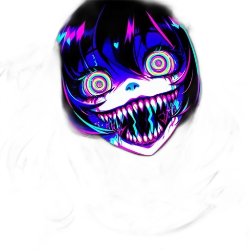 mask, creature, face, hair, concept art, vaporwave, pixel art, anime transparent PNG cut-out
