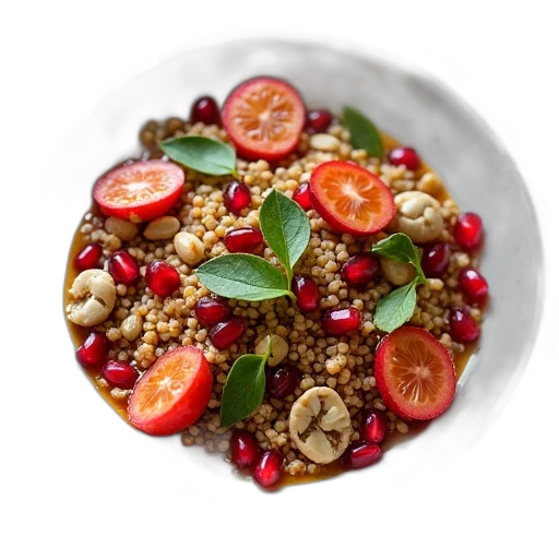 food, side, dishes, full, quinoaps, pomegranates, nuts transparent PNG cut-out