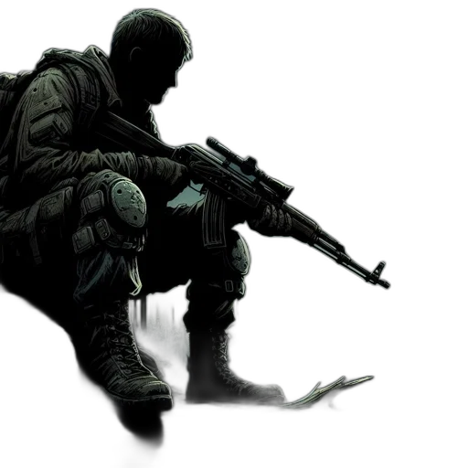 weapon, jacket, sword, concept art, comic book art, pixel art, 3d render, soldier transparent PNG cut-out