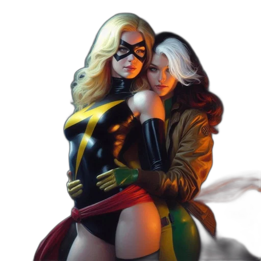 jacket, comic book art, concept art, cyberpunk, fantasy art, neon lights, two, female transparent PNG cut-out