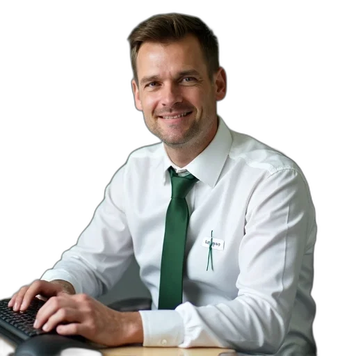staff, face, jacket, photorealistic, man, short, hair, wearing transparent PNG cut-out