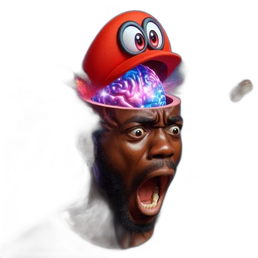hat, face, creature, crown, concept art, 3d render, photorealistic, pixel art transparent PNG cut-out