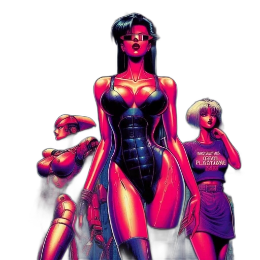 comic book art, concept art, cyberpunk, fantasy art transparent PNG cut-out