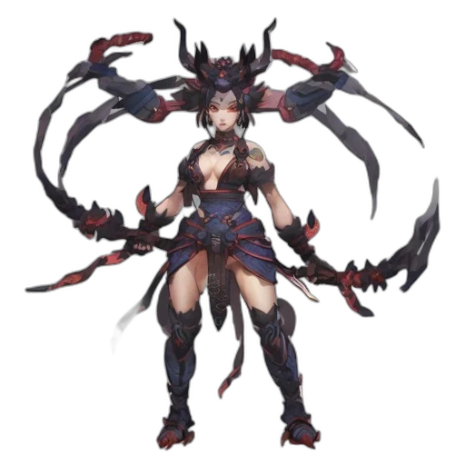 weapon, concept art, fantasy art, pixel art, anime, dark, female, character transparent PNG cut-out