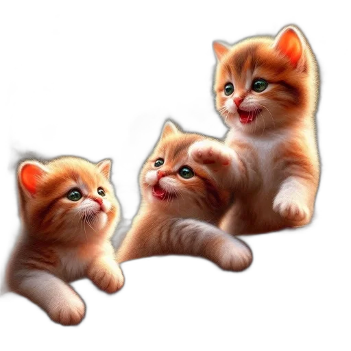 animal, photorealistic, 3d render, concept art, pixel art, three, cute, kittens transparent PNG cut-out