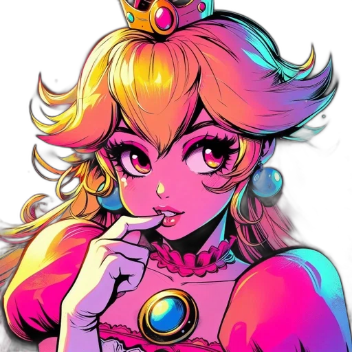 crown, jewelry, anime, cartoon, vaporwave, concept art, neon, colorful transparent PNG cut-out