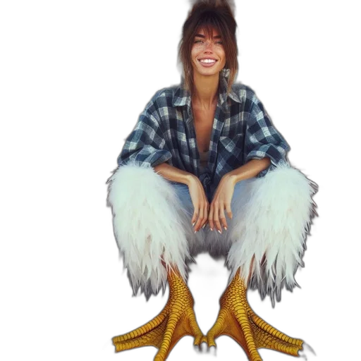 animal, creature, concept art, photorealistic, pixel art, woman, chicken, feet transparent PNG cut-out