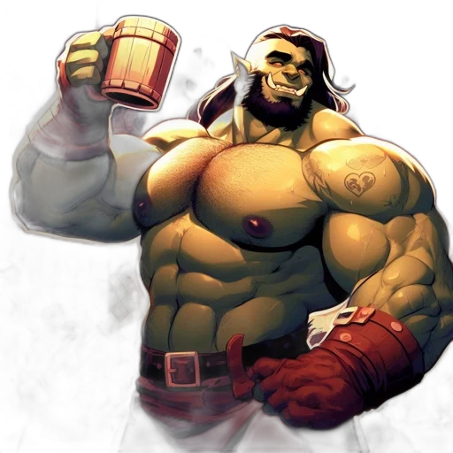 concept art, comic book art, fantasy art, photorealistic, exuberant, green-skinned, figure, mug transparent PNG cut-out