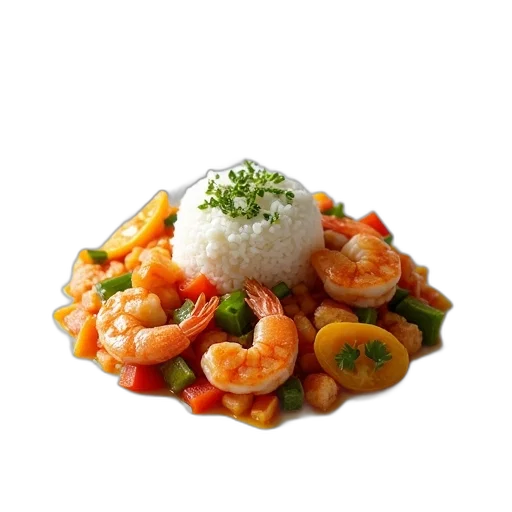 food, animal, crown, hat, photorealistic, 3d render, plate, shrimp transparent PNG cut-out