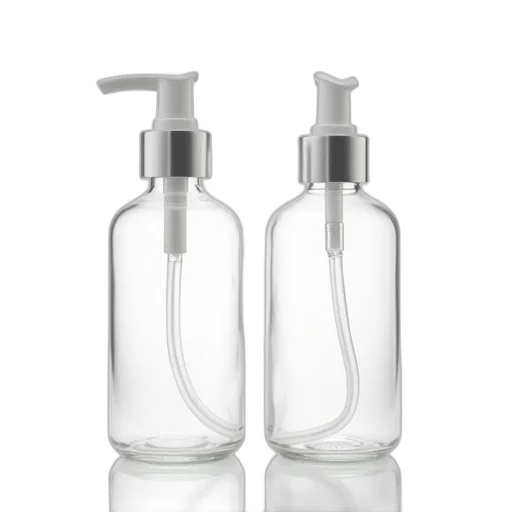 bottle, two, clear, glass, bottles, metallic, cap, white transparent PNG cut-out