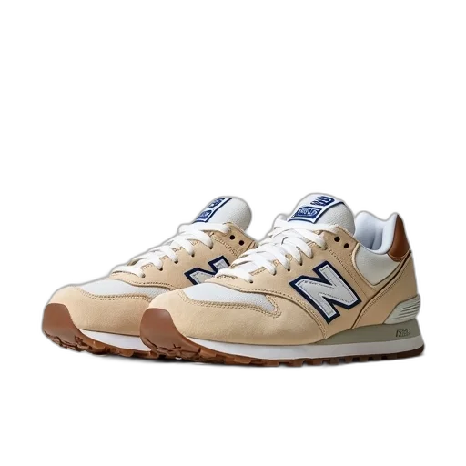 shoes, 3d render, pair, beige, new, balance, sneakers, white transparent PNG cut-out