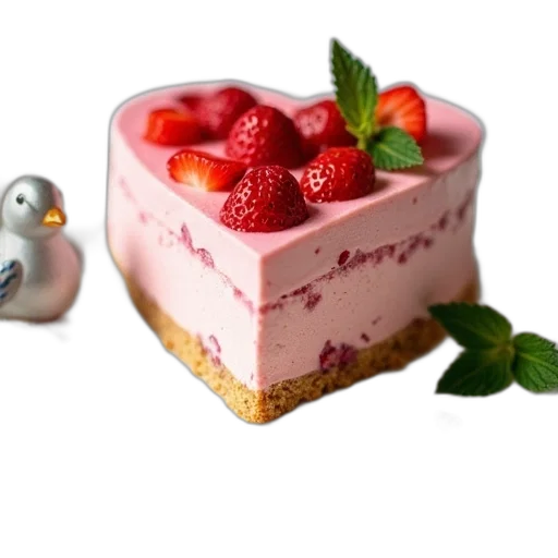 food, jewelry, 3d render, photorealistic, close-up, view, dessert, heart-shaped transparent PNG cut-out