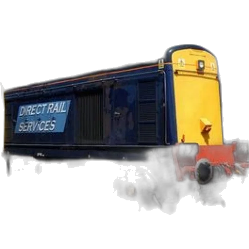 concept art, 3d render, photorealistic, blue, yellow, train, words, direct transparent PNG cut-out