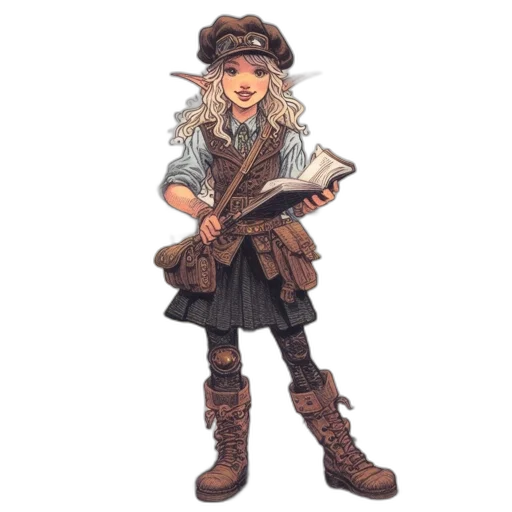 staff, hat, concept art, fantasy art, watercolor, pixel art, earth tones, young transparent PNG cut-out