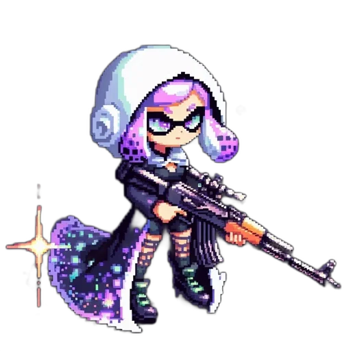 weapon, staff, animal, pixel art, concept art, cyberpunk, cartoon, astral transparent PNG cut-out