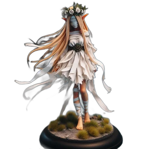 dress, staff, fantasy art, concept art, 3d render, watercolor, detailed, figurine transparent PNG cut-out