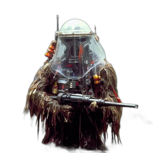 weapon, robot, staff, mask, concept art, fantasy art, photorealistic, pixel art transparent PNG cut-out