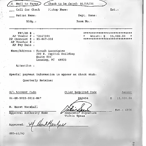 check, stub, karoub, associates, dated, january, 1992, payment transparent PNG cut-out