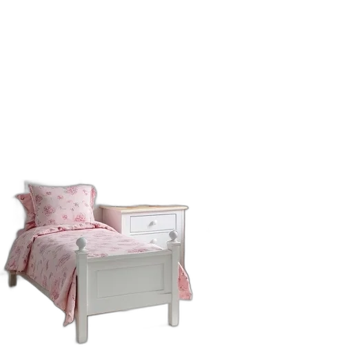 furniture, 3d render, photorealistic, pastel, monochrome, child, bedroom, two transparent PNG cut-out