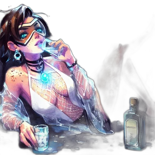 jacket, bottle, robot, dress, cyberpunk, concept art, vaporwave, fantasy art transparent PNG cut-out