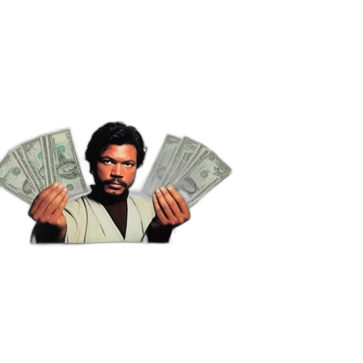 jacket, pixel art, advertisement, features, man, holding, dollars, above transparent PNG cut-out