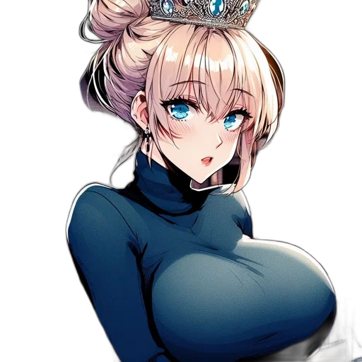 crown, dress, face, dragon, anime, cartoon, fantasy art, pixel art transparent PNG cut-out