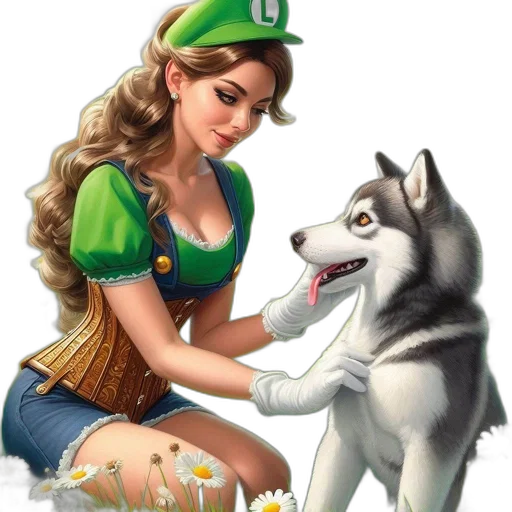 animal, dress, staff, jewelry, fantasy art, concept art, comic book art, photorealistic transparent PNG cut-out