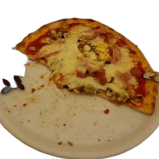 food, crown, weapon, face, 3d render, photorealistic, half-eaten, pizza transparent PNG cut-out