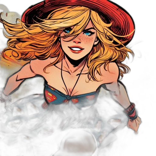 comic book art, concept art, watercolor, cartoon, blonde, woman, blue, dress transparent PNG cut-out