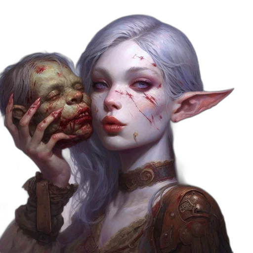 face, mask, creature, fantasy art, concept art, photorealistic, pixel art, dark transparent PNG cut-out