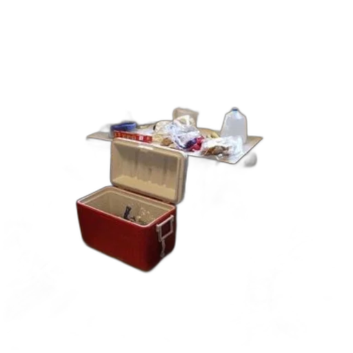 jewelry, furniture, 3d render, messy, room, red, cooler, backpacks transparent PNG cut-out