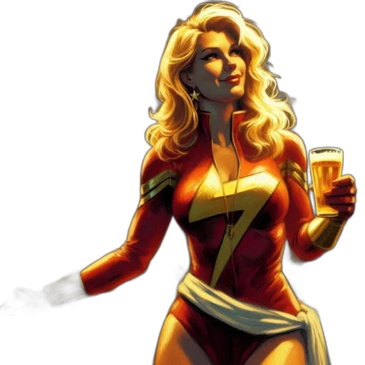 comic book art, concept art, pixel art, cartoon, golden, woman, red, gold transparent PNG cut-out