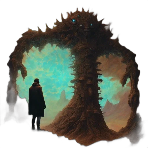 creature, tree, dragon, jacket, concept art, fantasy art, pixel art, watercolor transparent PNG cut-out