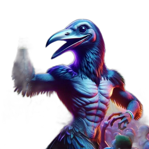 creature, animal, dragon, concept art, fantasy art, 3d render, vaporwave, blue transparent PNG cut-out