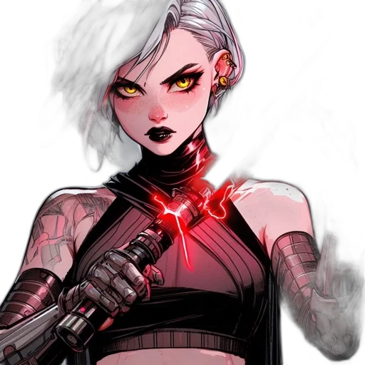 weapon, staff, comic book art, cyberpunk, concept art, pixel art, neon lights, fire transparent PNG cut-out