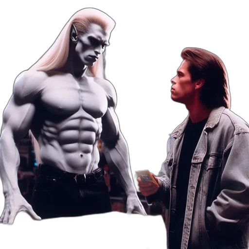 jacket, comic book art, concept art, photorealistic, 3d render, neon lights, two, individuals transparent PNG cut-out