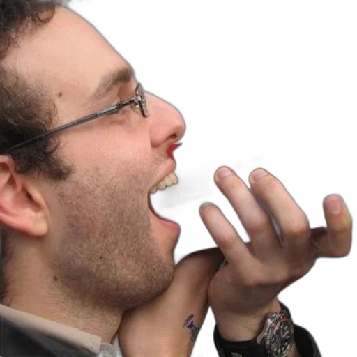 staff, food, weapon, face, photorealistic, man, glasses, eating transparent PNG cut-out