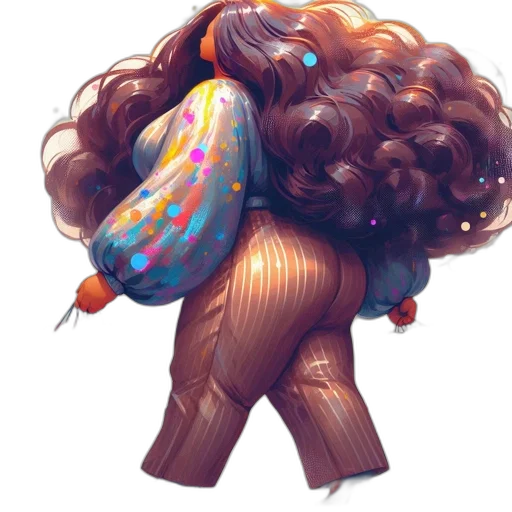 hair, dress, umbrella, staff, concept art, fantasy art, pixel art, cyberpunk transparent PNG cut-out