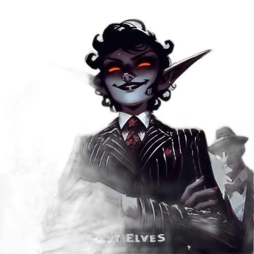 staff, mask, concept art, comic book art, fantasy art, pixel art, pointed-eared, character transparent PNG cut-out