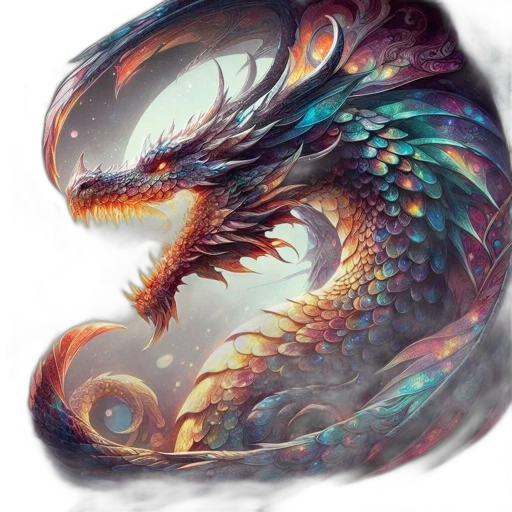 dragon, creature, animal, mask, fantasy art, concept art, photorealistic, pixel art transparent PNG cut-out